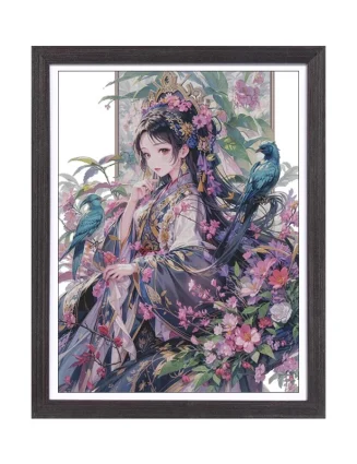 Beauty With Birds 14CT 16CT Printed On Canvas Cross Stitch DIY Set Chinese Pattern Kit Home Needlework Embroidery 161 Colors