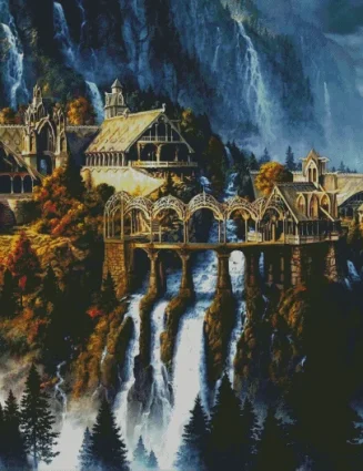 Cross Stitch Set Counted Cross Stitch Set, Cross Stitch Kit 28ct 11ct 14ct 32ct Metallic aida 210 Rivendell Falls 159-105